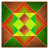 Squares And Triangles Orange Green Brown 36 x 36 Custom Shape Metal Sign