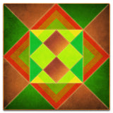 Squares And Triangles Orange-Green Brown 18 x 18 Custom Shape Metal Sign