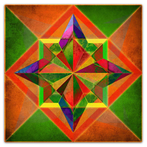 8 Point And Triangles Prism Colors 36 x 36 Custom Shape Metal Sign