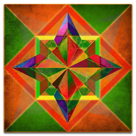 8 Point And Triangles Prism Colors 18 x 18 Custom Shape Metal Sign