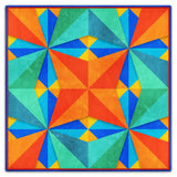 Blue Green Orange Squares Triangles 36 x 36 Custom Shape Metal Sign