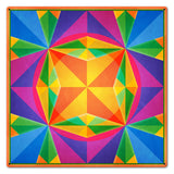 Triangles Squares Circle Orange Blue Magenta 24 x 24 Custom Shape Metal Sign