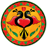 Birds Heart Hex Sign 14 x 14 Round Metal Sign