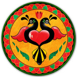 Birds Heart Hex Sign 28 x 28 Round Metal Sign