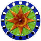 Eight Point Star Moon Phases Hex Sign 14 x 14 Round Metal Sign