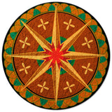 Eight Point Star Flowers Hex Sign 14 x 14 Round Metal Sign