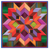 Box Log Cabin Blue Border 4PCS 48 x 48 Custom Shape Metal Sign