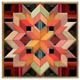 Box Log Cabin Pattern Earthtones 4PCS 48 x 48 Custom Shape Metal Sign