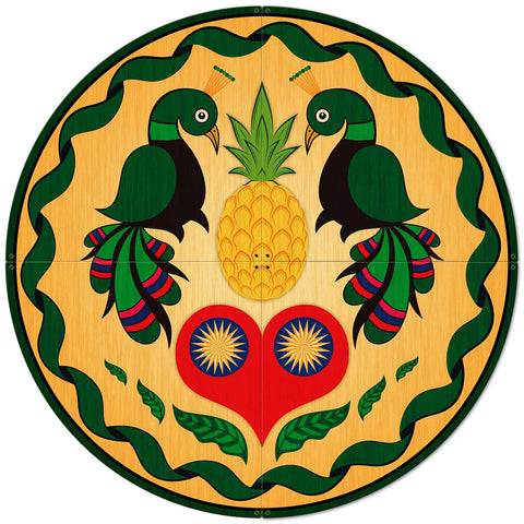 Peacocks And Heart Hex Sign 4PCS 42 x 42 Custom Shape Metal Sign