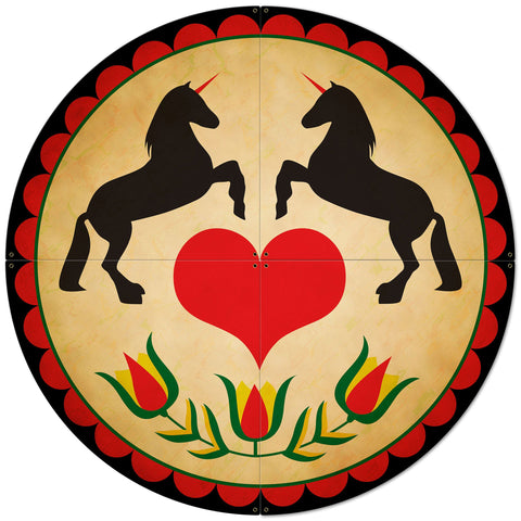 Unicorn Hex Sign 4PCS 42 x 42 Custom Shape Metal Sign