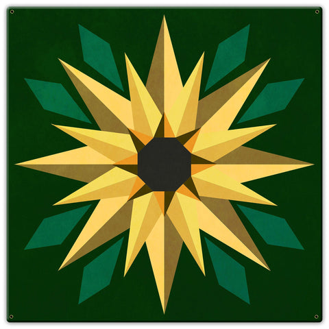 Sunflower Green Bkgd 30 x 30 Custom Shape Metal Sign