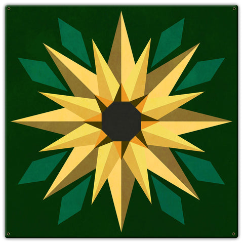 Sunflower Green Bkgd 30 x 30 Custom Shape Metal Sign