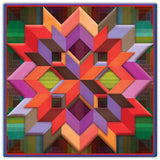 Box Log Cabin Blue Border 30 x 30 Custom Shape Metal Sign