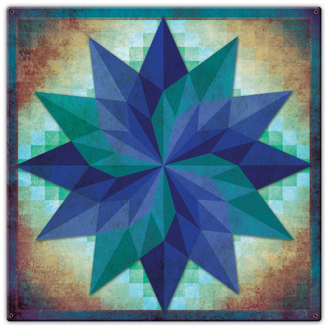 Around The World Starburst Pattern 30 x 30 Custom Shape Metal Sign