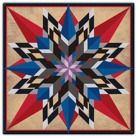 16 Point Star Blue 30 x 30 Custom Shape Metal Sign