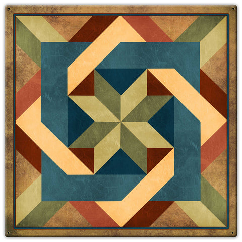 Box In Box Earthtones 30 x 30 Custom Shape Metal Sign