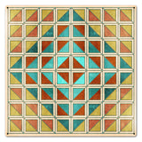 Squares And Triangles Earthtones Quilt 24 x 24 Custom Shape Metal Sign