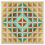 Squares And Triangles Earthtones Quilt 36 x 36 Custom Shape Metal Sign
