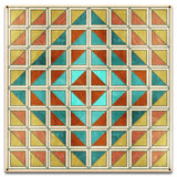 Squares And Triangles Earthtones Quilt 18 x 18 Custom Shape Metal Sign