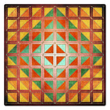 Squares And Triangles Burgundy Quil 24 x 24 Custom Shape Metal Sign