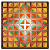 Squares And Triangles Burgundy Quil 18 x 18 Custom Shape Metal Sign