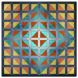 Squares And Triangles Blue Quil 30 x 30 Custom Shape Metal Sign