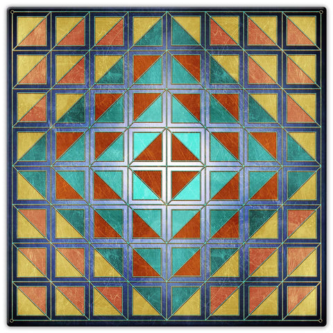 Squares And Triangles Blue Quil 30 x 30 Custom Shape Metal Sign