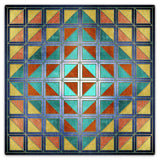 Squares And Triangles Blue Quil 36 x 36 Custom Shape Metal Sign