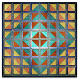 Squares And Triangles Blue Quil 18 x 18 Custom Shape Metal Sign