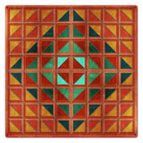 Squares And Triangles Red Orange Green 24 x 24 Custom Shape Metal Sign
