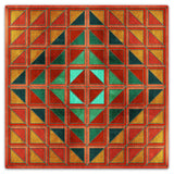 Squares And Triangles Red Orange Green 36 x 36 Custom Shape Metal Sign