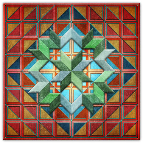 Squares Triangles And Box Pattern 30 x 30 Custom Shape Metal Sign