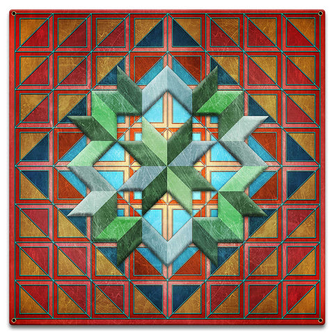 Squares Triangles And Box Pattern 18 x 18 Custom Shape Metal Sign