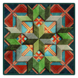 Box Pattern Squares Triangles Blue 24 x 24 Custom Shape Metal Sign