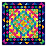 Squares Triangle Tapestry Look Blue 24 x 24 Custom Shape Metal Sign