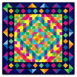 Squares Triangle Tapestry Look Blue 36 x 36 Custom Shape Metal Sign