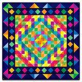 Squares Triangle Tapestry Look Blue 18 x 18 Custom Shape Metal Sign