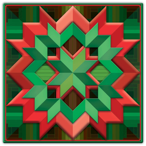 Christmas Colored Box Quilt 30 x 30 Custom Shape Metal Sign
