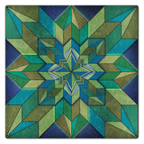 Box Pattern Green Blue 24 x 24 Custom Shape Metal Sign