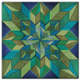 Box Pattern Green Blue 30 x 30 Custom Shape Metal Sign