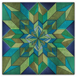 Box Pattern Green Blue 36 x 36 Custom Shape Metal Sign