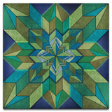 Box Pattern Green Blue 18 x 18 Custom Shape Metal Sign