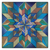 Box Pattern Blue Brown 24 x 24 Custom Shape Metal Sign