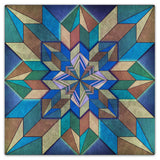 Box Pattern Blue Brown 36 x 36 Custom Shape Metal Sign