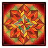 Orange Geometric Quilt 24 x 24 Custom Shape Metal Sign