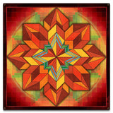 Orange Geometric Quilt 18 x 18 Custom Shape Metal Sign