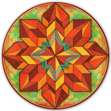 Orange Geometric Design 28 x 28 Round Metal Sign