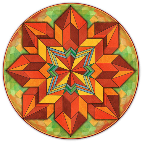 Orange Geometric Design 36 x 36 Custom Shape Metal Sign