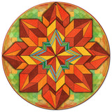 Orange Geometric Design 14 x 14 Round Metal Sign