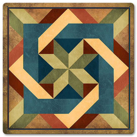 Box In Box Earthtones 12 x 12 Satin Metal Sign